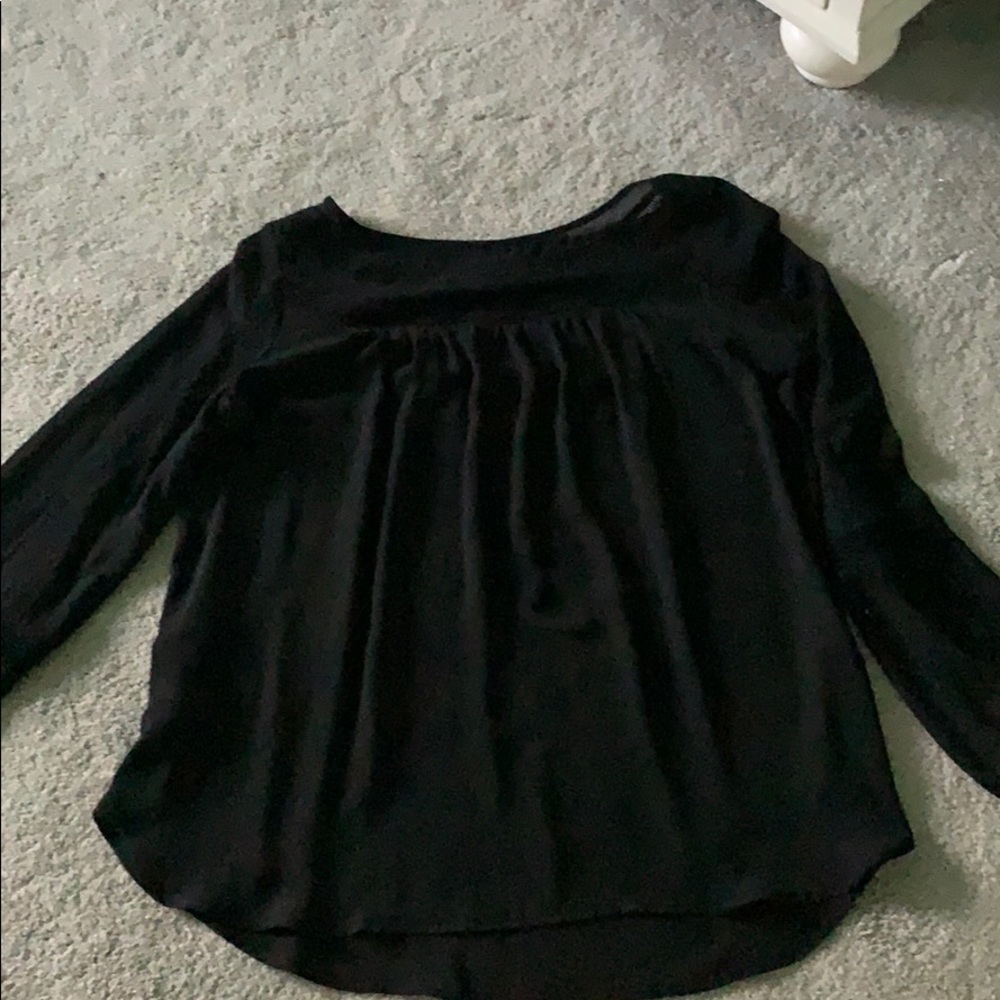 Black Detailed Neckline Blouse